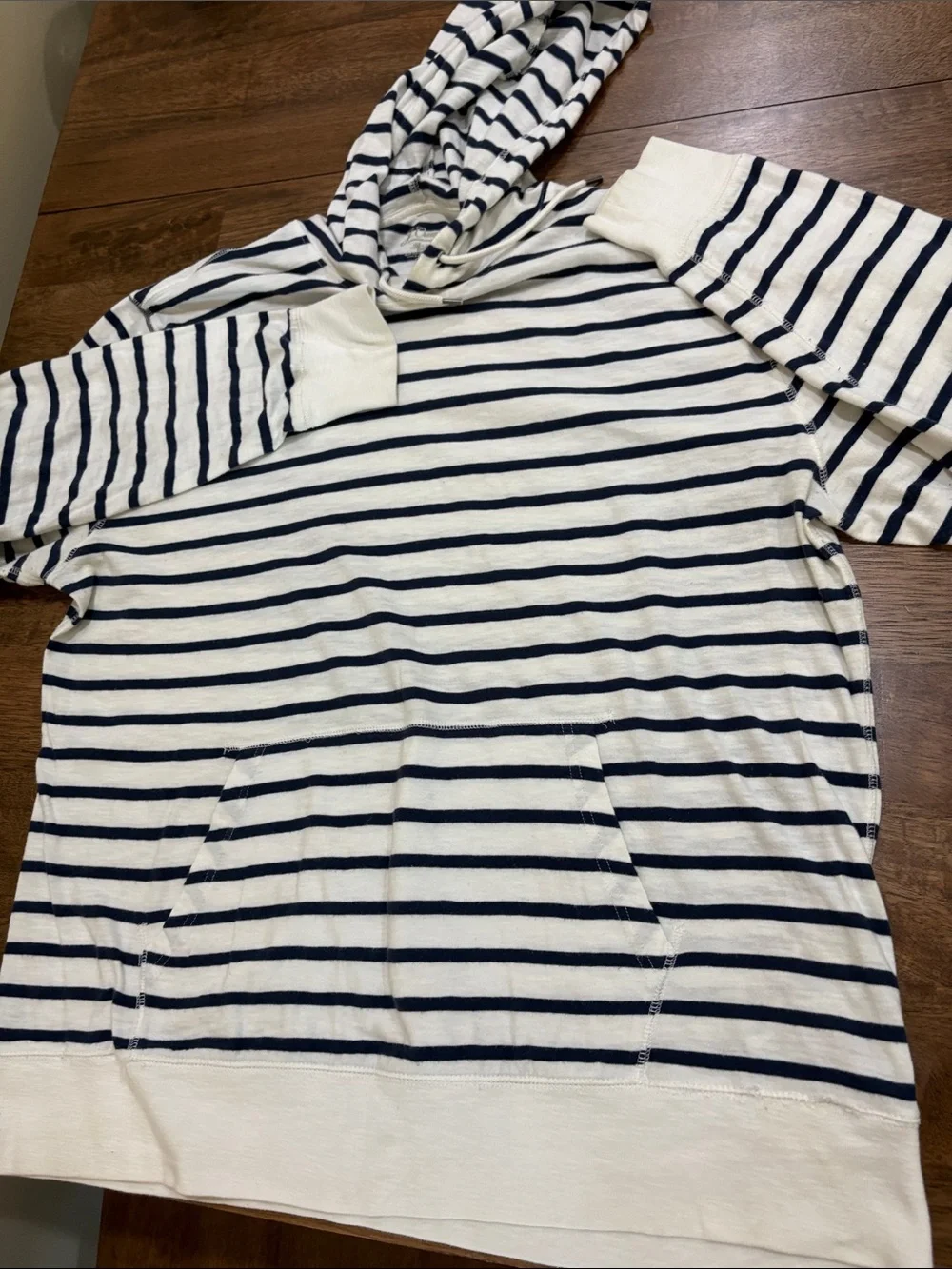 J. Crew  Knit Goods Slub Cotton Yarn Hoodie Mens XL striped Long sleeve t-shirt